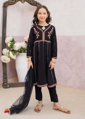 Modest Stitched 3 Piece Kids Festive Vol-01 Collection'2025-10080-Blk