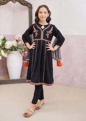 Modest Stitched 3 Piece Kids Festive Vol-01 Collection'2025-10080-Blk
