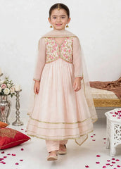 Modest Stitched 3 Piece Formals Kids Suit-A011-Peach