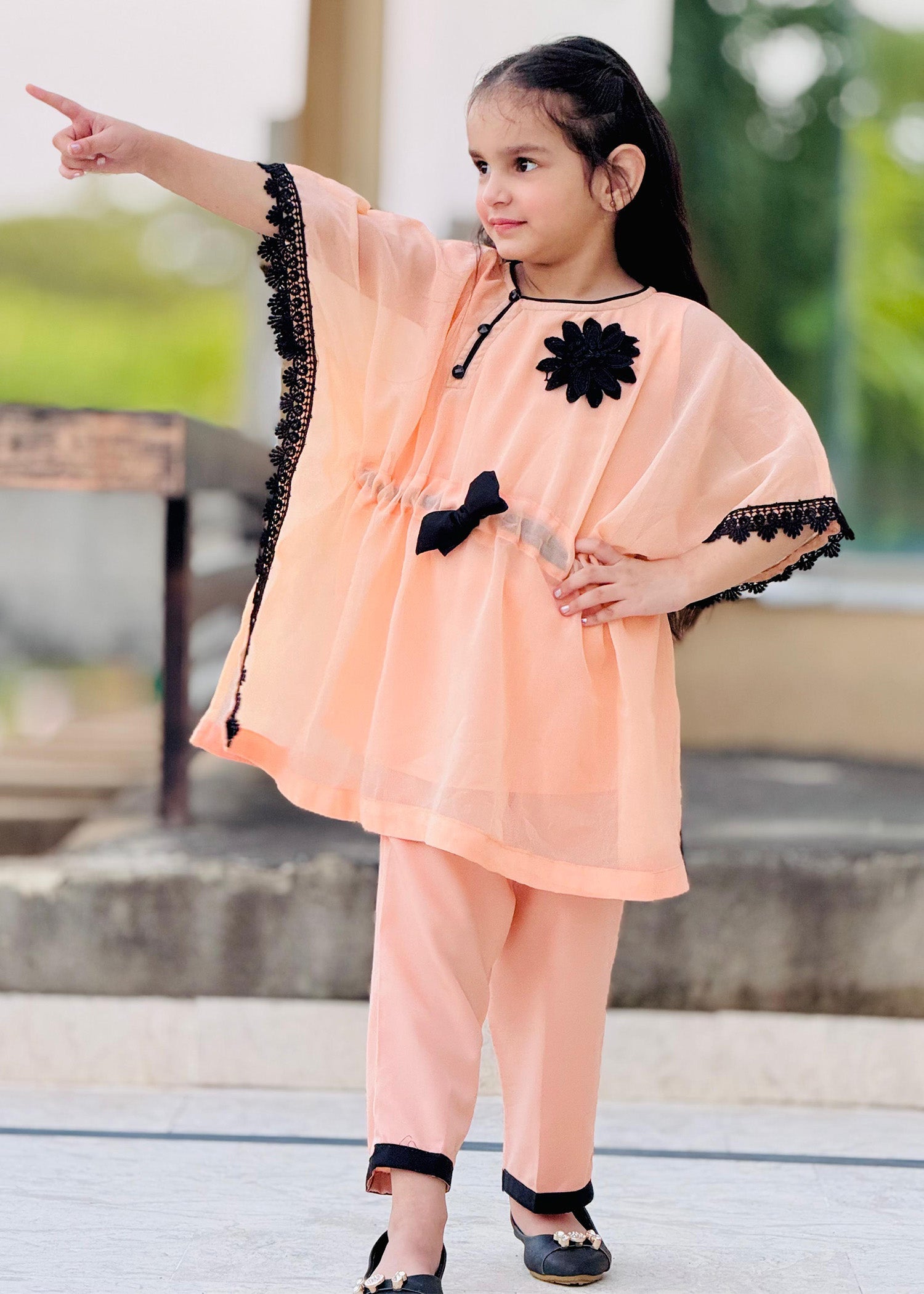 Little Girls By Modest Stitched 3 Piece Festive Collection'2024-Peach Petal