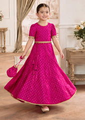 Modest Stitched 3 Piece Formals Kids Suit-A036-Pink