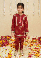 Gulzar By Modest Stitched 3 Piece Formals Collection'2025-8940-Maroon Toddlers