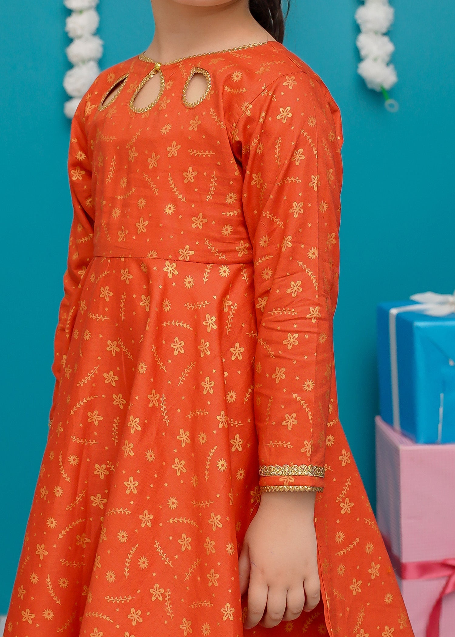 Eid Ki Khushiyan By Modest Stitched 3 Piece Cotton Frock Collection'2025-9220-Brn