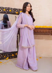 Meethi Eid By Modest Lavender Crinkle Embroidered 3 Piece Suit