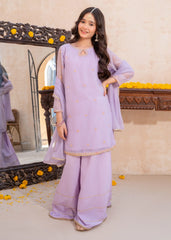 Meethi Eid By Modest Lavender Crinkle Embroidered 3 Piece Suit