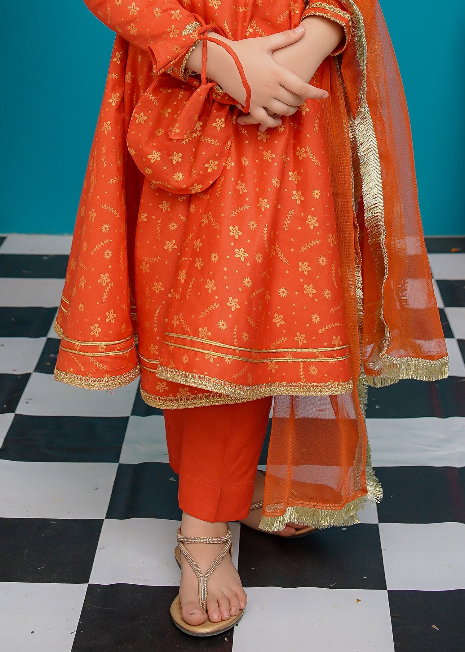 Eid Ki Khushiyan By Modest Stitched 3 Piece Cotton Frock Collection'2025-9220-Brn