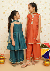 Meethi Eid By Modest Stitched 3 Piece Formals Collection-Girls Orange Ethnic Suit | 9130