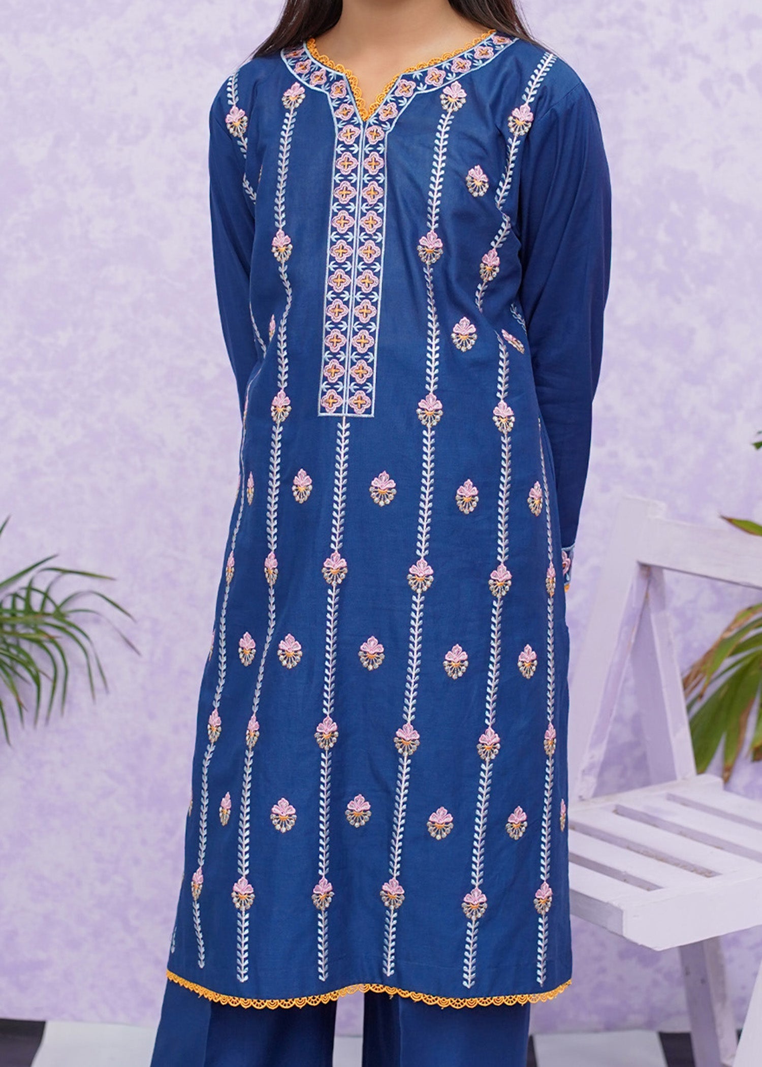 Modest Stitched 2 Piece Emb Cotton Collection'2024-D-8495