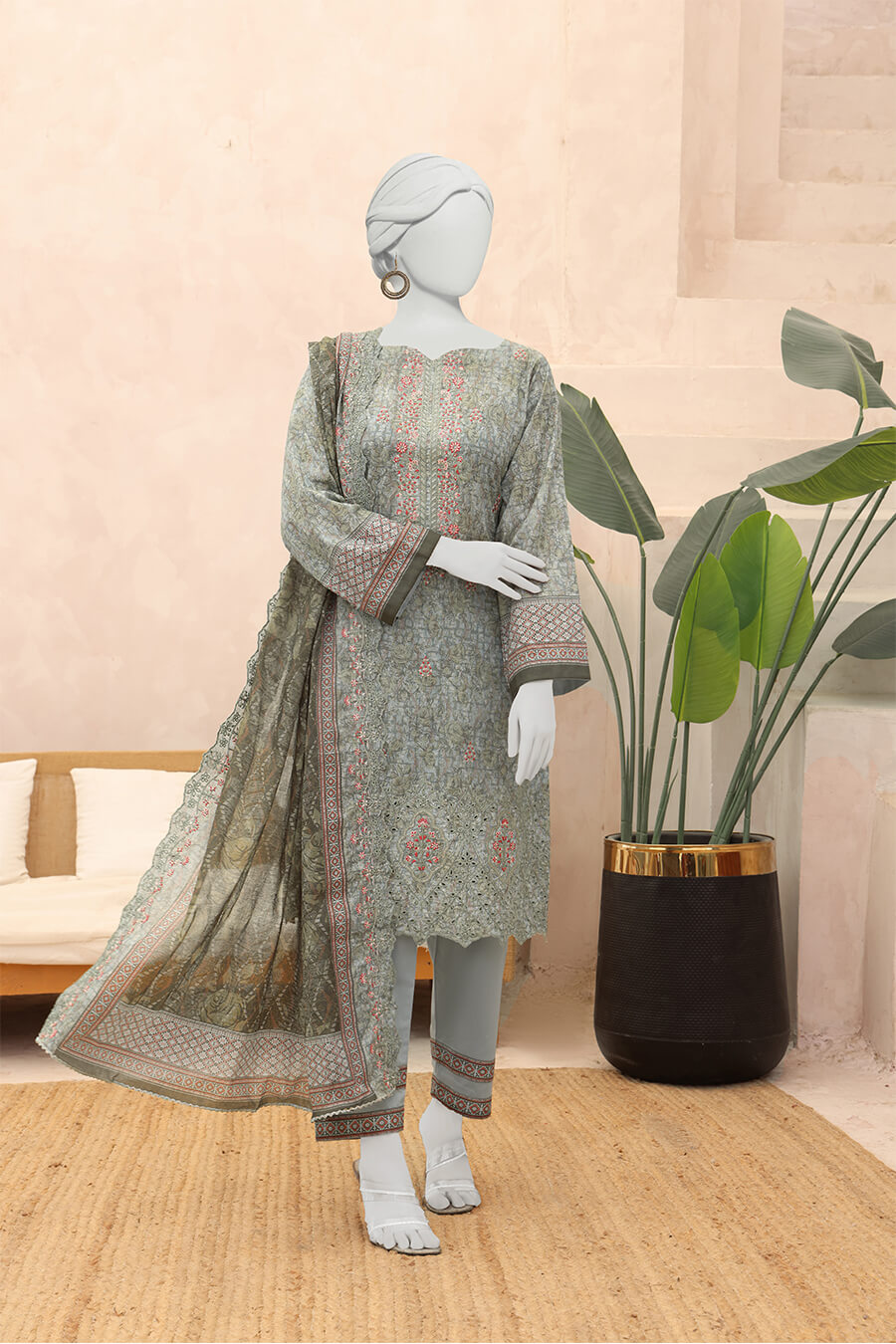 Almeerah Unstitched 3 Piece Emb Cutwork Lawn Vol-03 Collection'2025-Asparagus Essence