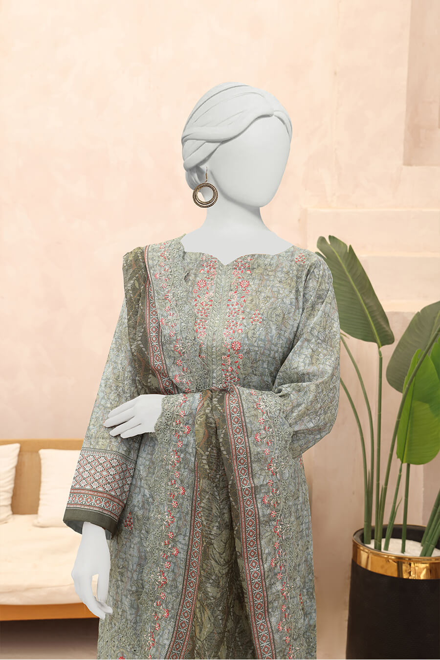 Almeerah Unstitched 3 Piece Emb Cutwork Lawn Vol-03 Collection'2025-Asparagus Essence