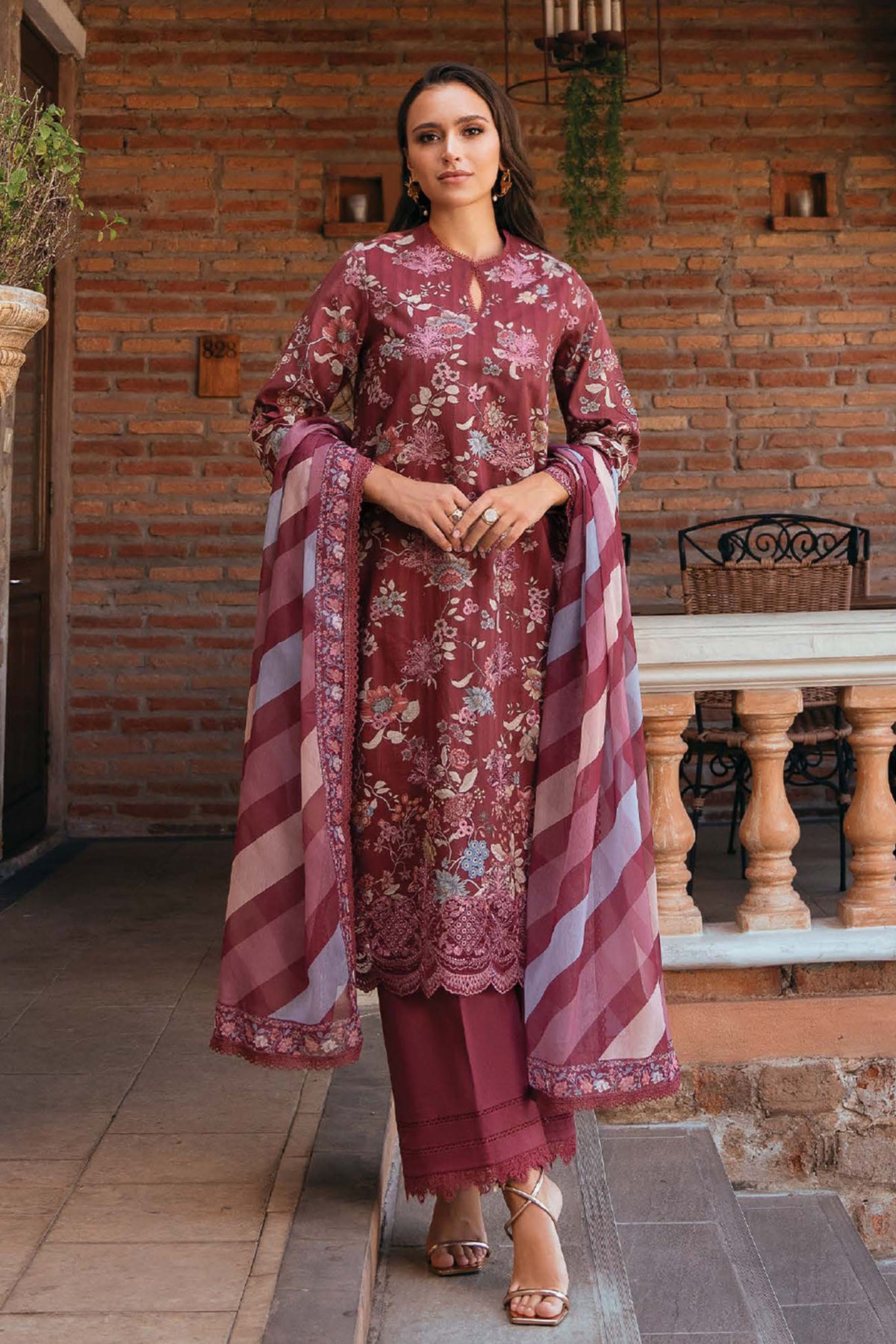 Damask By Afrozeh Unstitched 3 Piece Summer Edit Collection-AL-08-B-Azara