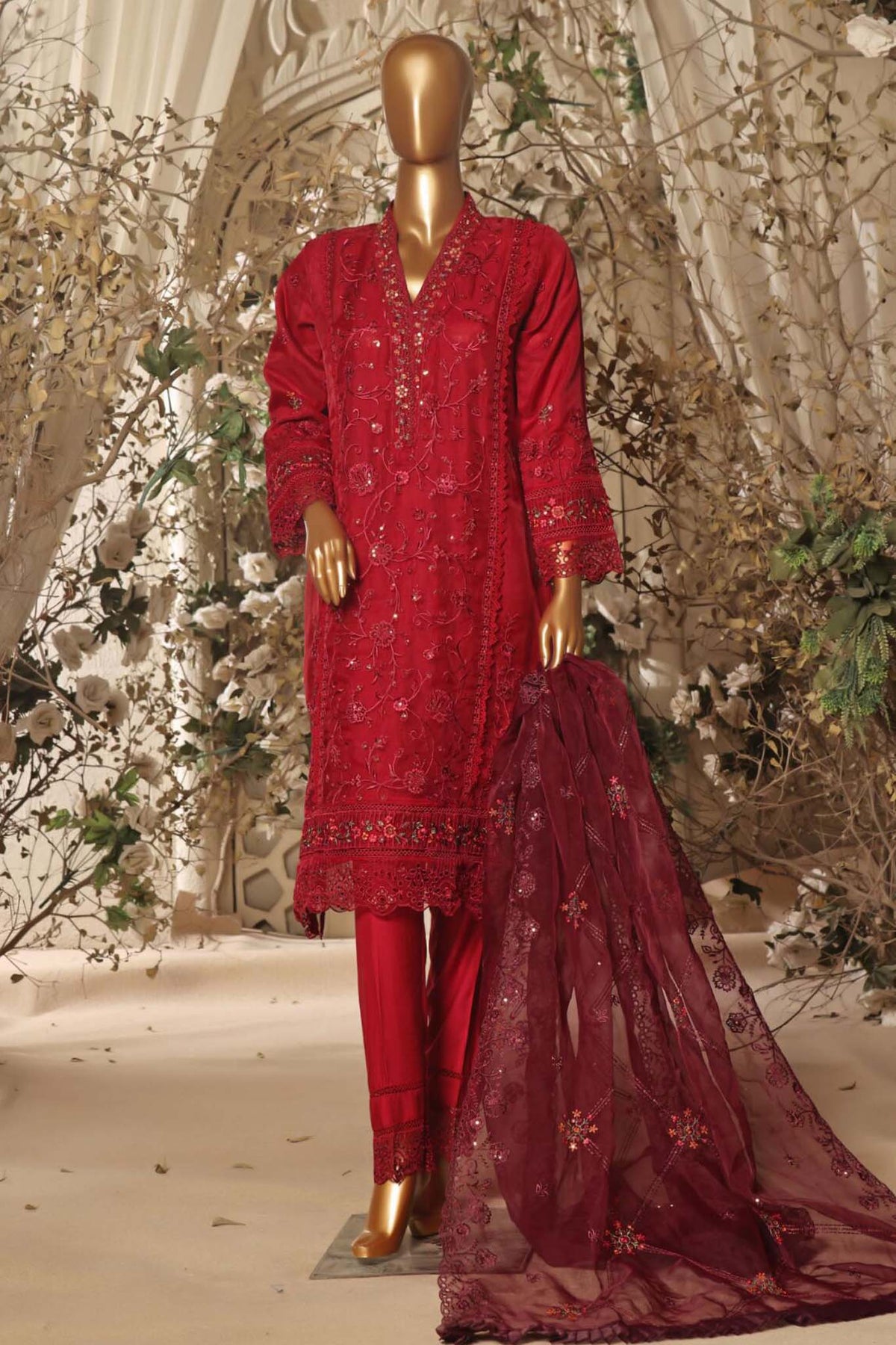 Mahpara By Sada Bahar Stitched 3 Piece Festive Formals Vol-04 Collection'2024-B-119-Magenta