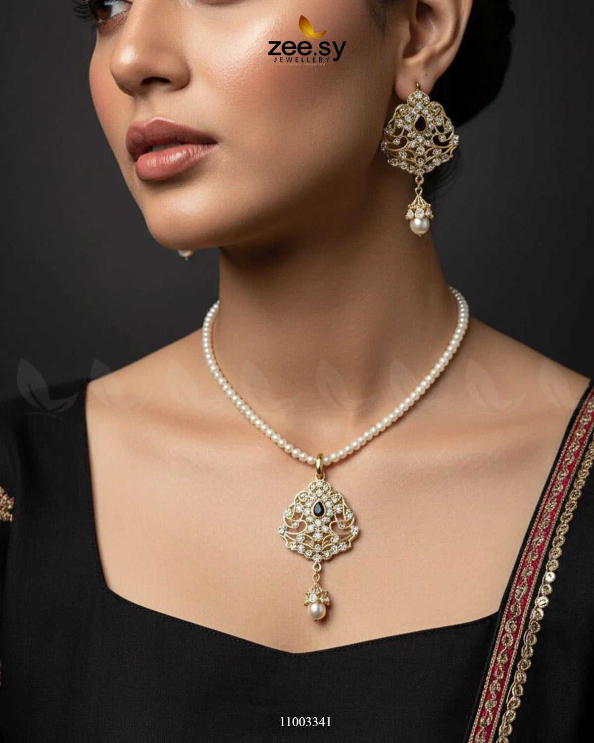 NECKLACE-0728 Black - Zeesy Jewellery