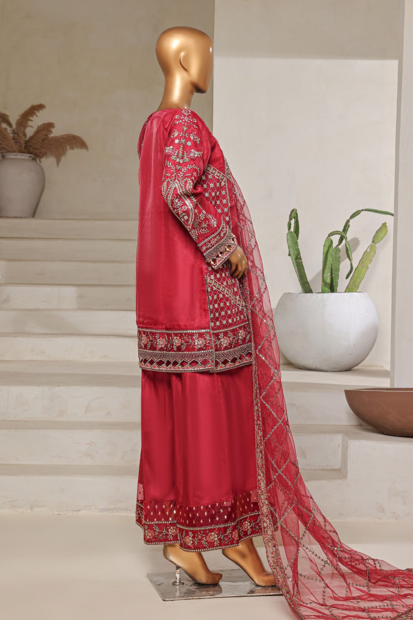 Mahpara by Sada Bahar Stitched 3 Piece Festive Formals Vol-16 Collection'2025-B-30-Maroon