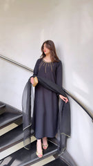 Manahils Stitched Black Embellished Swarovski