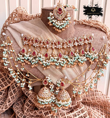 Made For Her-Sunehri Veil Choker Set - LNS1120