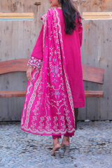 Chameli Studio Magenta Rose 3 Piece Unstitched Embroidered Cotton Lawn