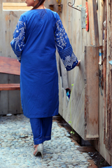 Chameli Studio Blue Willow 3 Piece Unstitched Embroidered Cotton Lawn