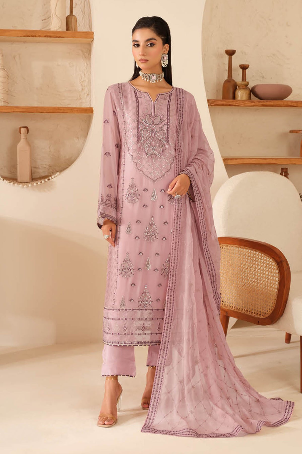 Sonehri By Ramsha Unstitched 3 Piece Luxury Chiffon Vol-01 Collection-BB-102