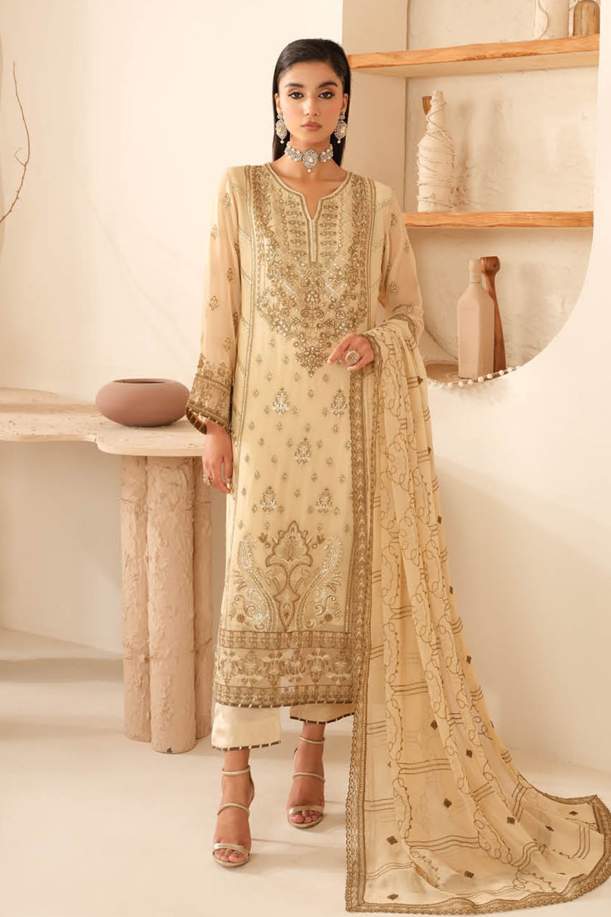 Sonehri By Ramsha Unstitched 3 Piece Luxury Chiffon Vol-01 Collection-BB-104