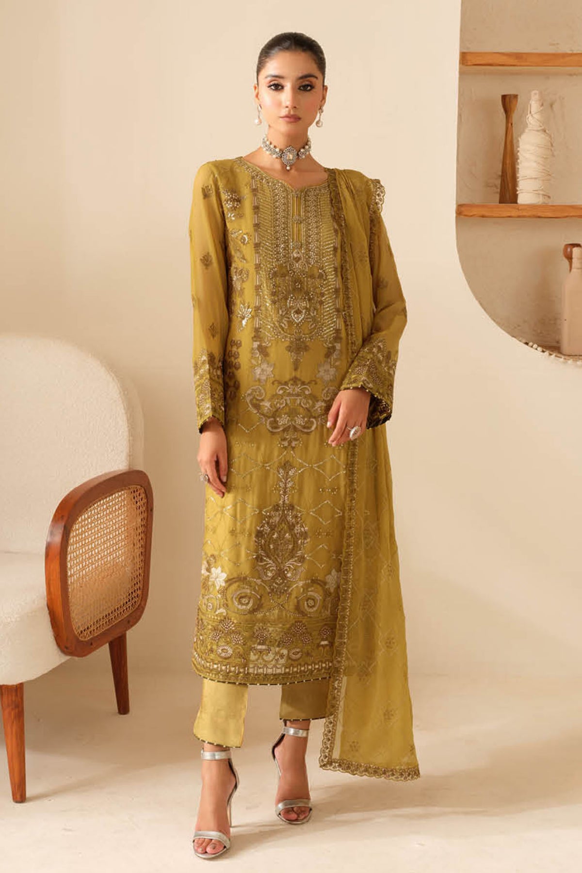 Sonehri By Ramsha Unstitched 3 Piece Luxury Chiffon Vol-01 Collection-BB-108