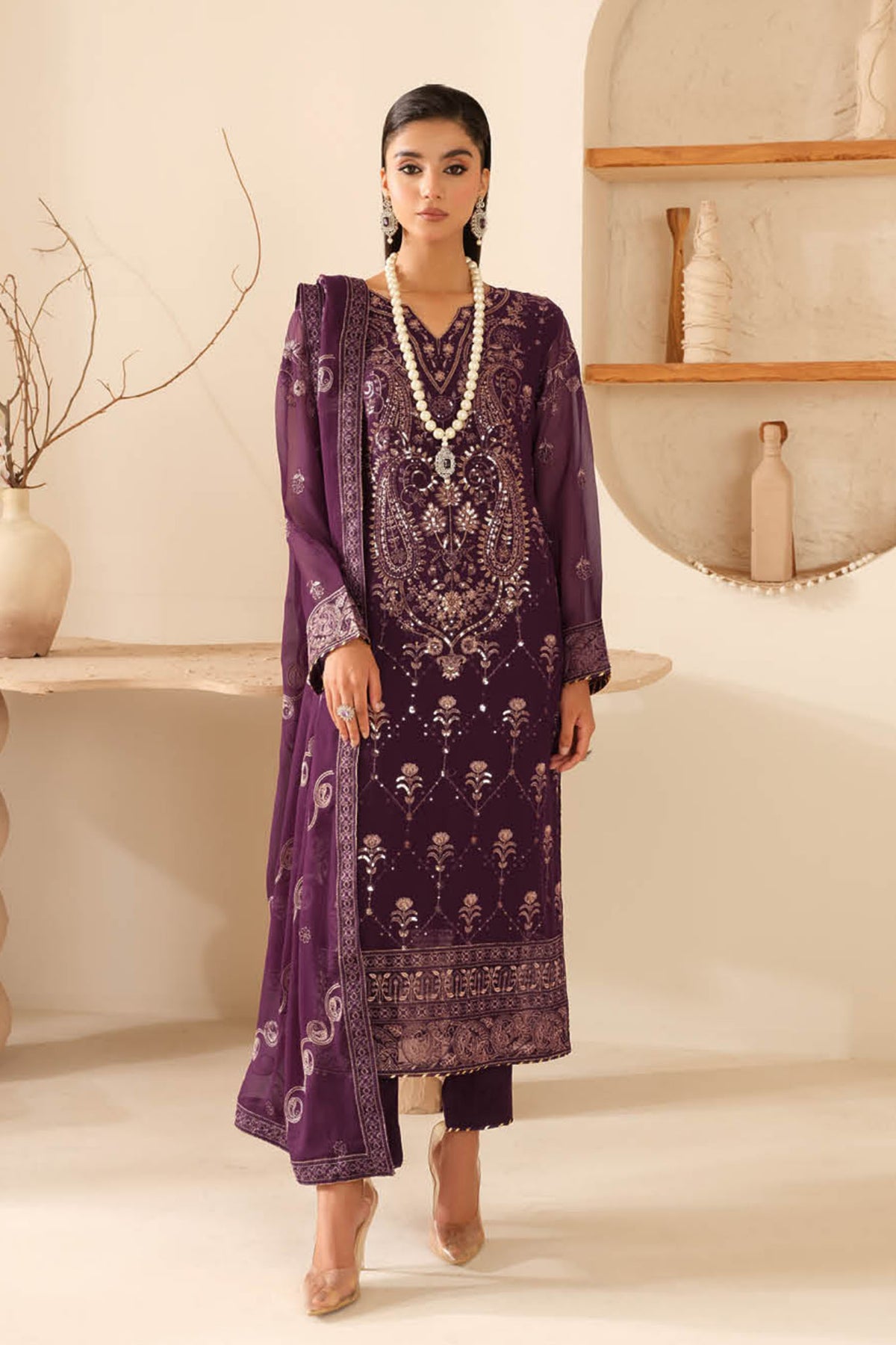 Sonehri By Ramsha Unstitched 3 Piece Luxury Chiffon Vol-01 Collection-BB-109