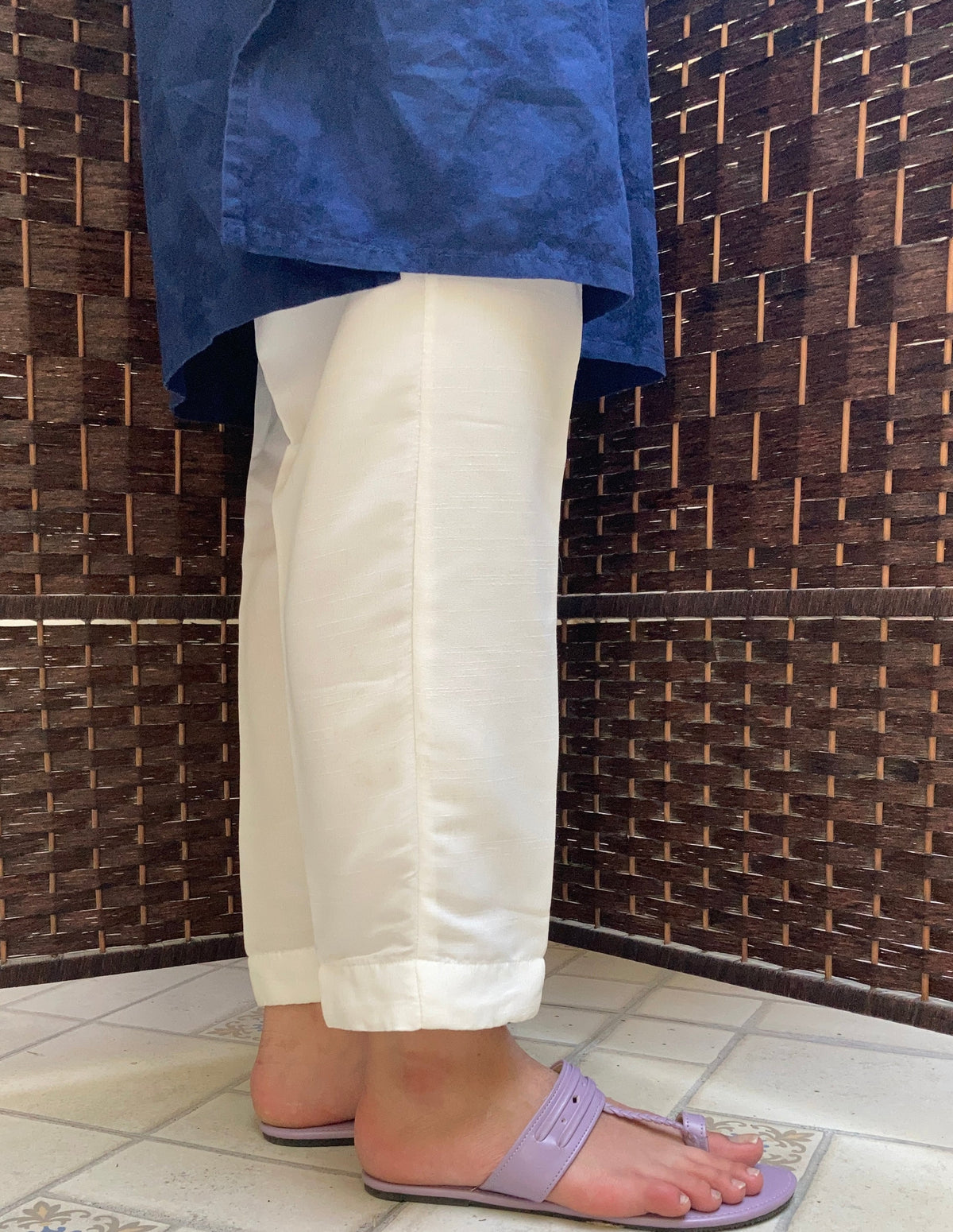 Deck Up Plain Raw Silk Trousers - White