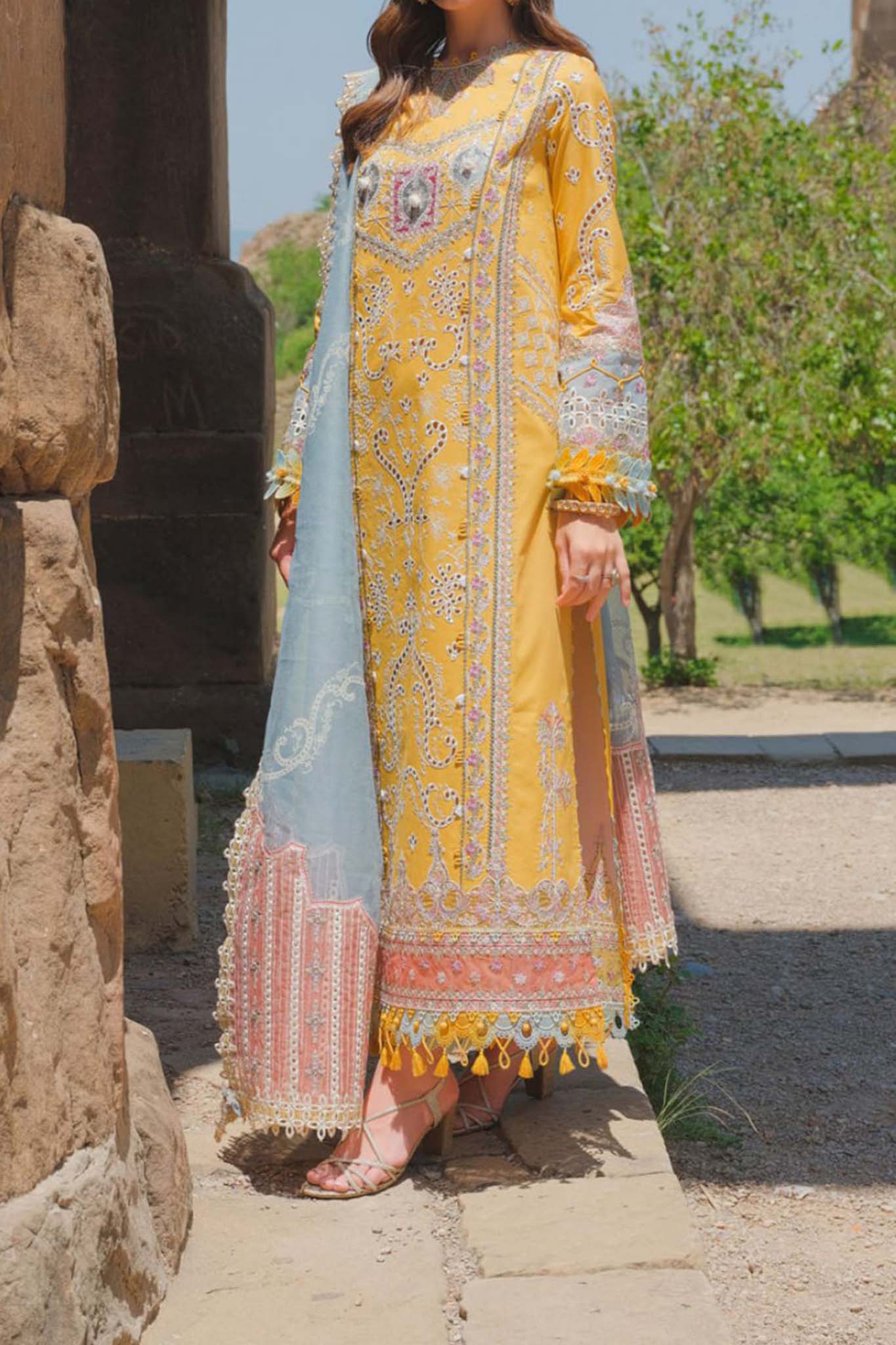 Qalamkar Unstitched 3 Piece Eid Luxury Lawn Collection'2023-BE-05-Asra