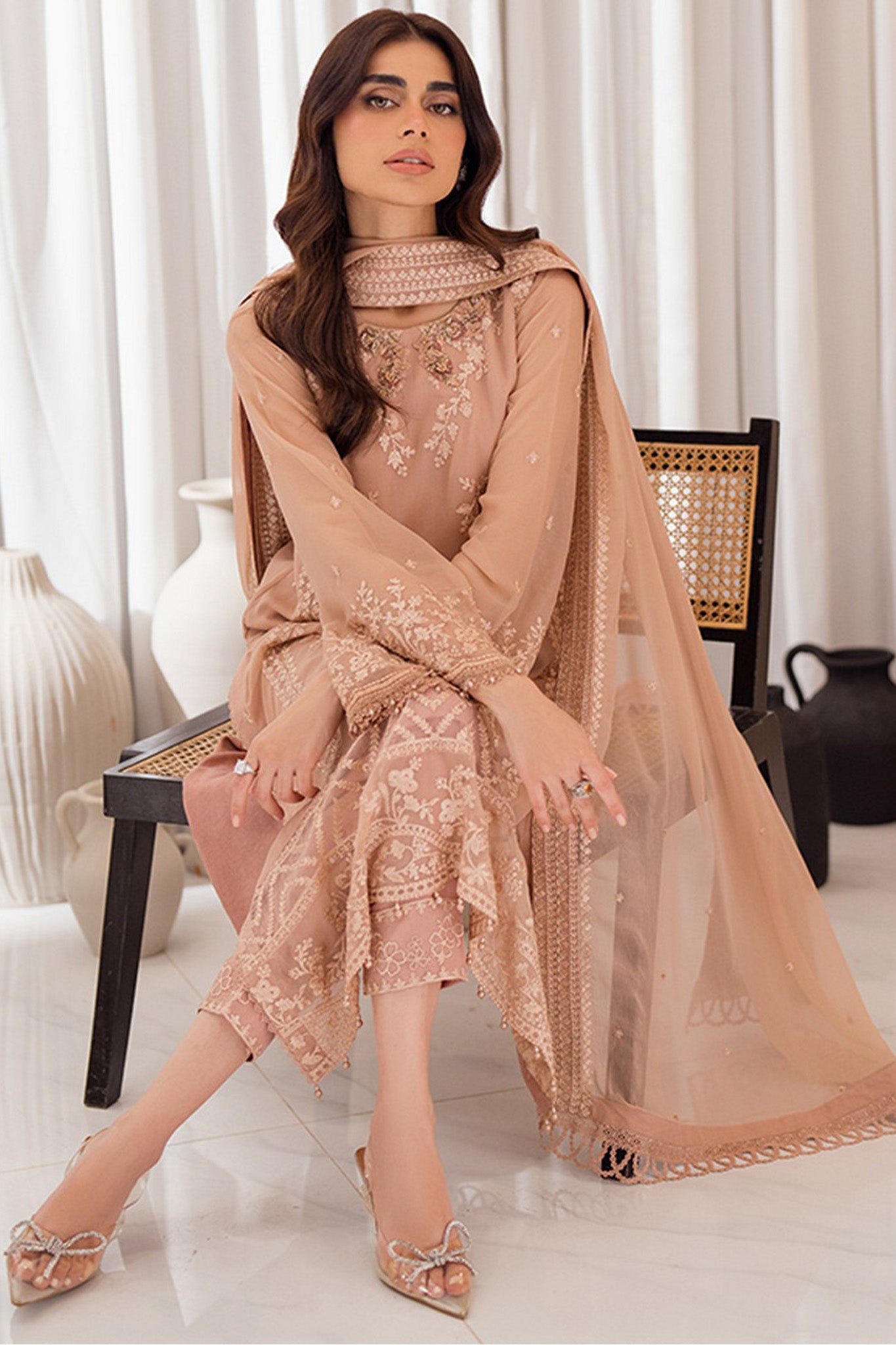 Azure Ensembles Unstitched 3 Piece Festive Formals Collection'2024-Beige Bliss