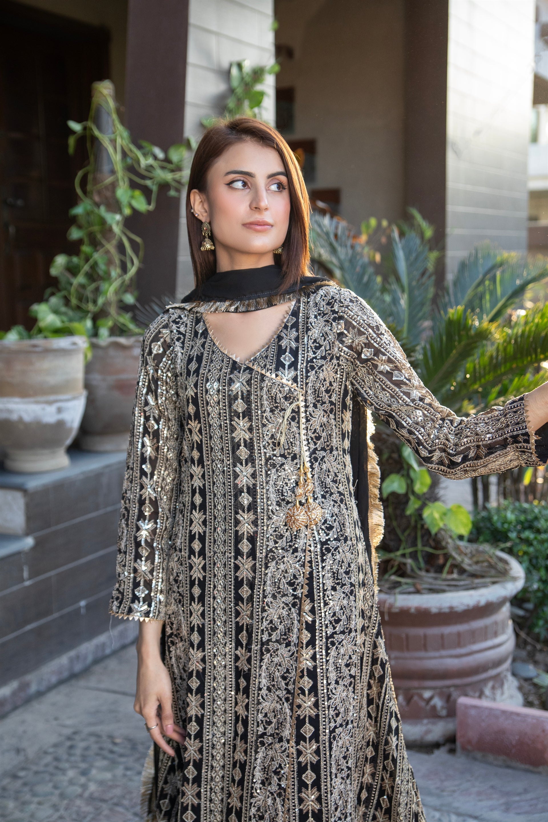 Manahils Stitched Formals Kurti 122-Black