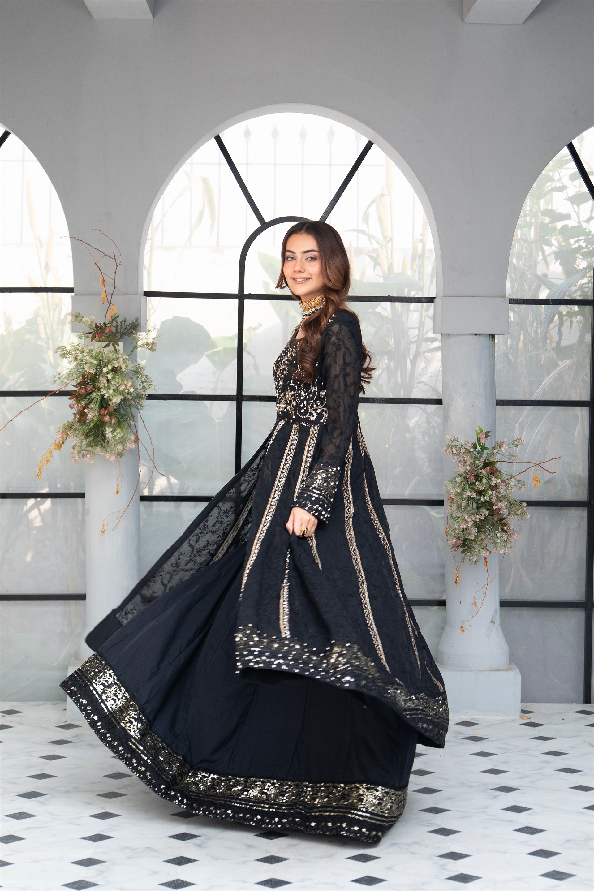 Manahils Stitched Formals B 007-Black