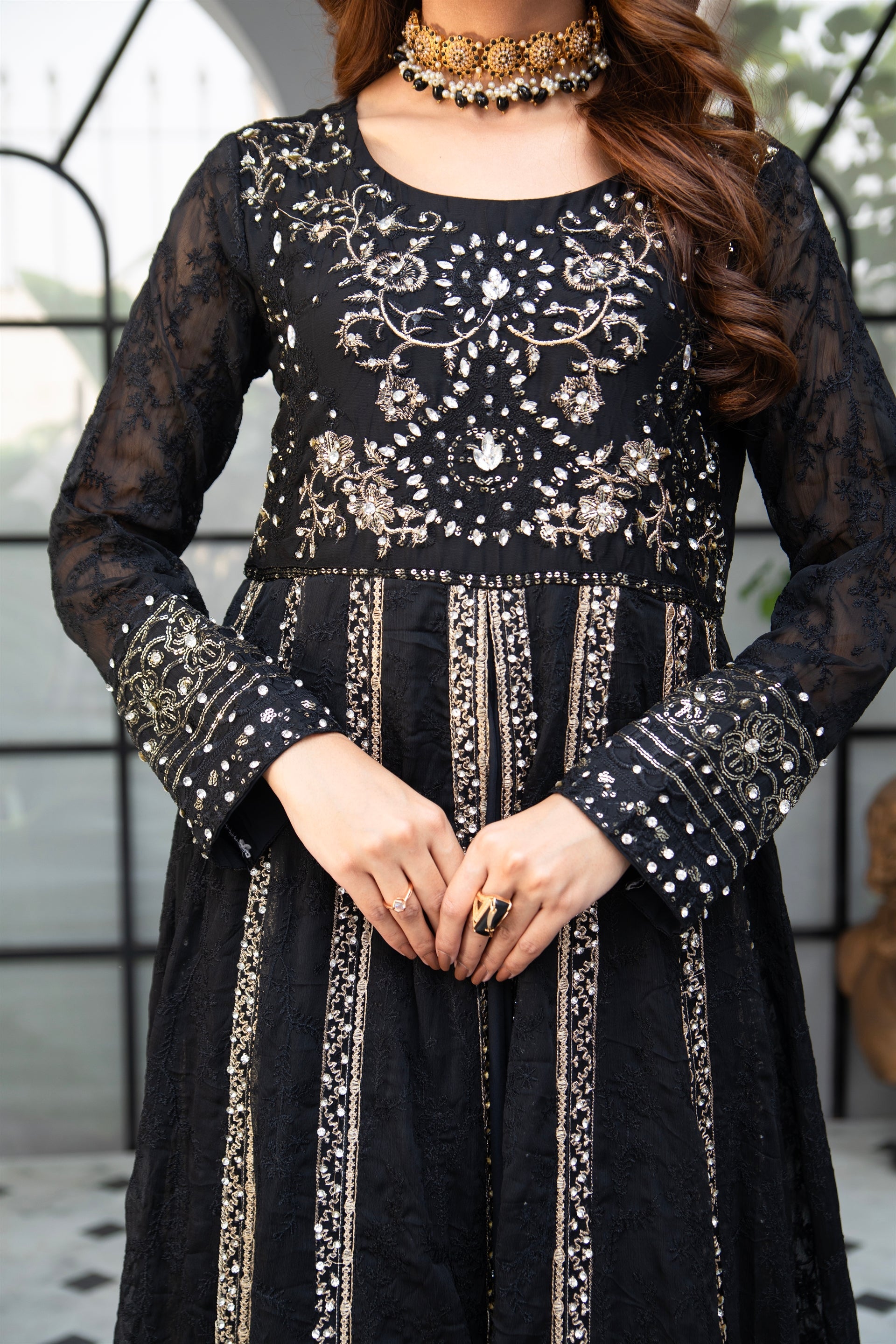 Manahils Stitched Formals B 007-Black