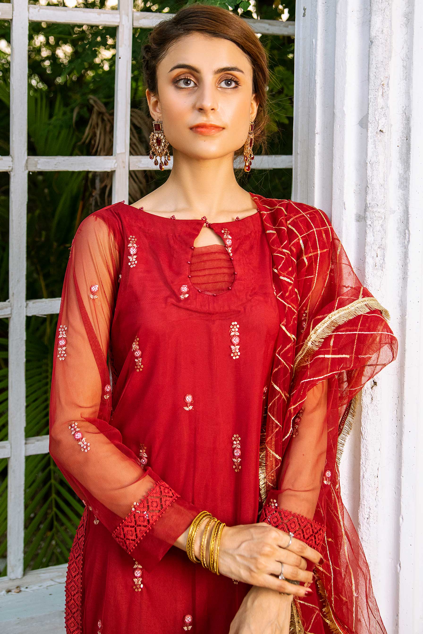 Aayra Stitched Formals Collection'2025-AY349 - Fire Opal 3pc