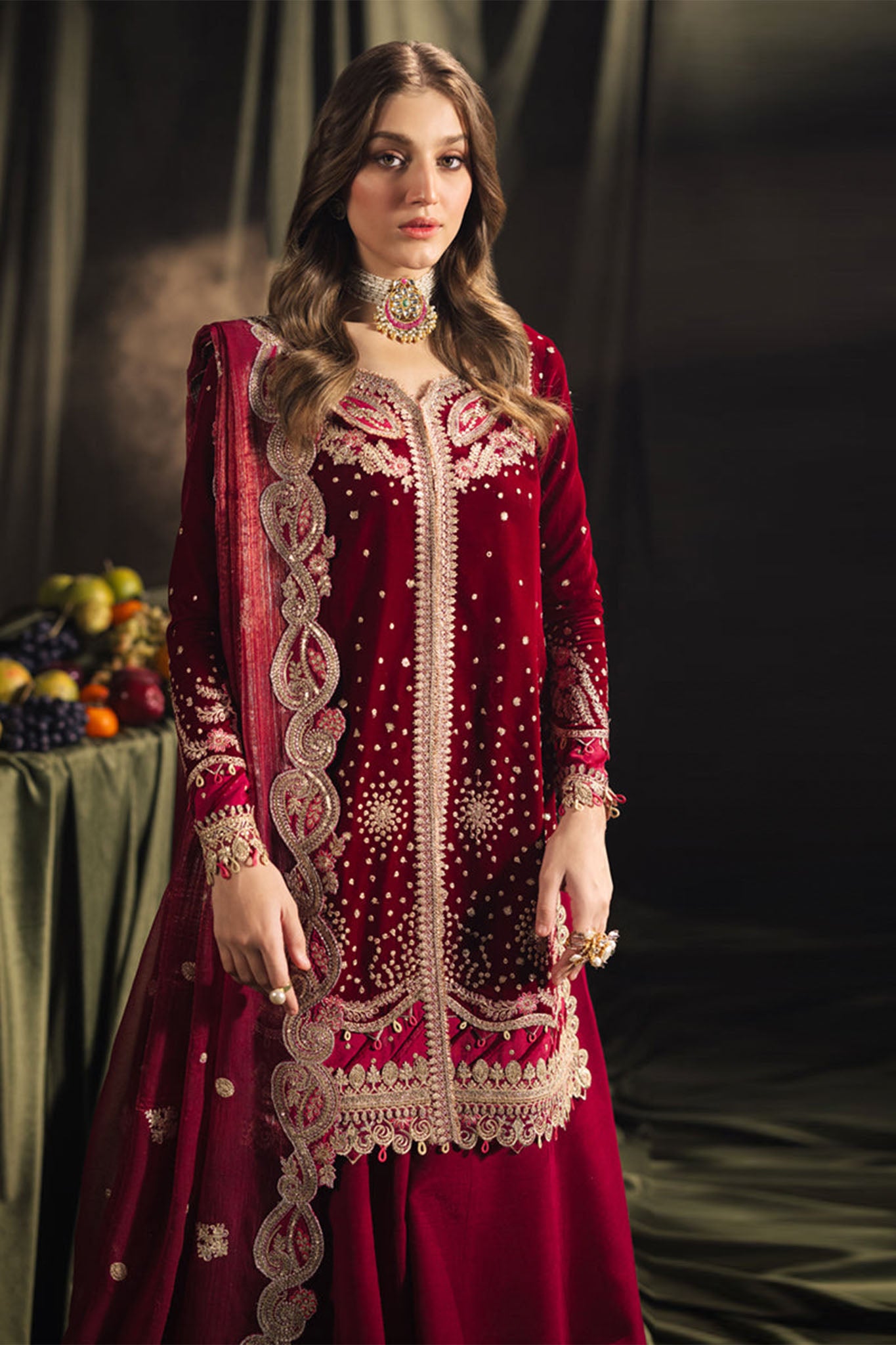 Qalamkar Unstitched 3 Piece Velvet Edit Collection'2024-BK-02-Amara