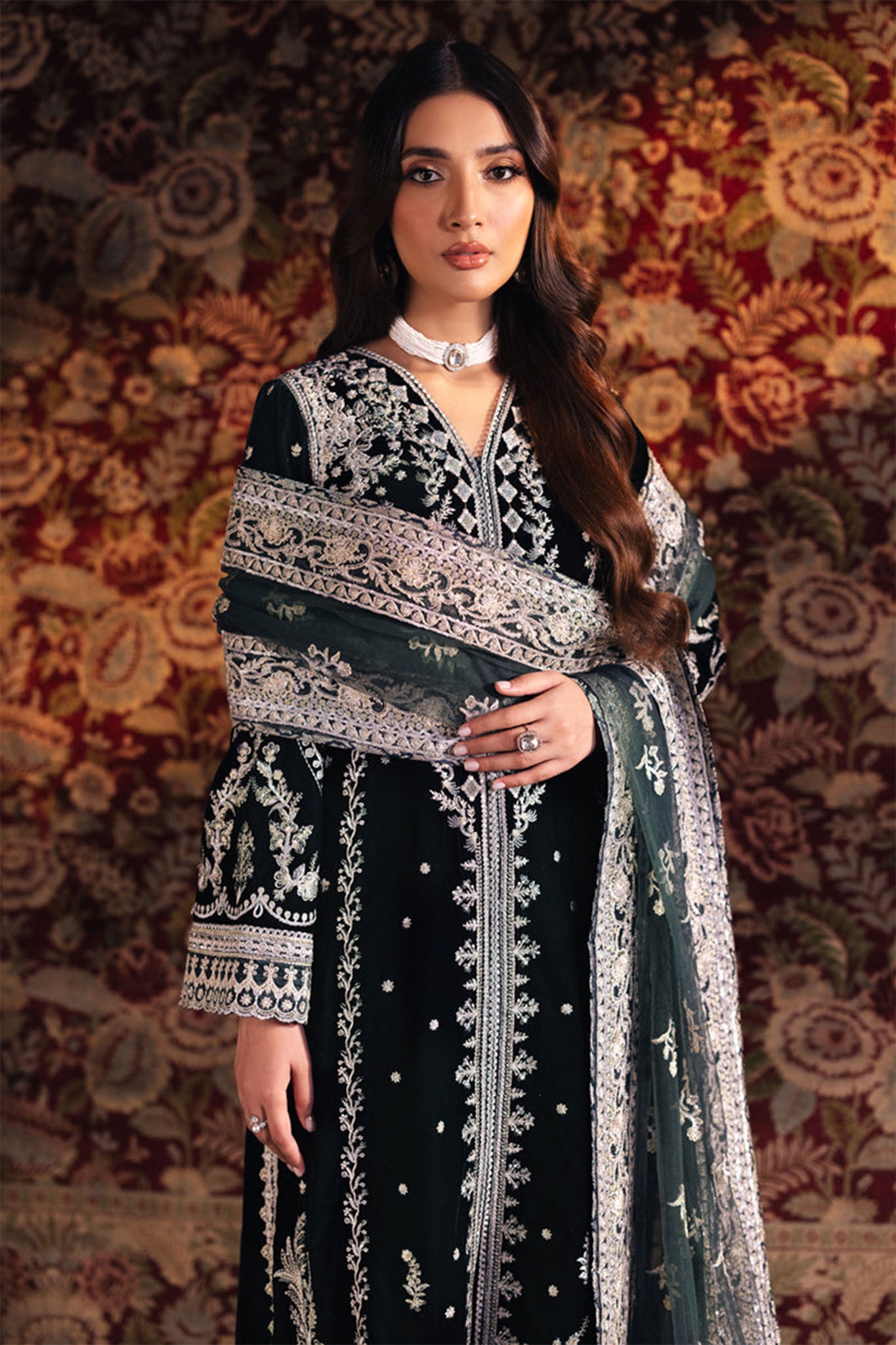 Qalamkar Unstitched 3 Piece Velvet Edit Collection'2024-BK-03-Samira