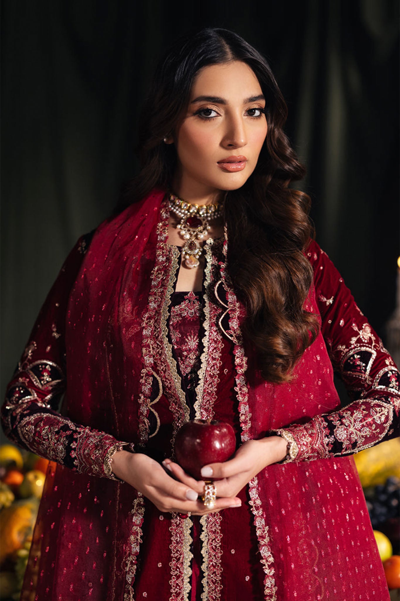 Qalamkar Unstitched 3 Piece Velvet Edit Collection'2024-BK-04-Kesia