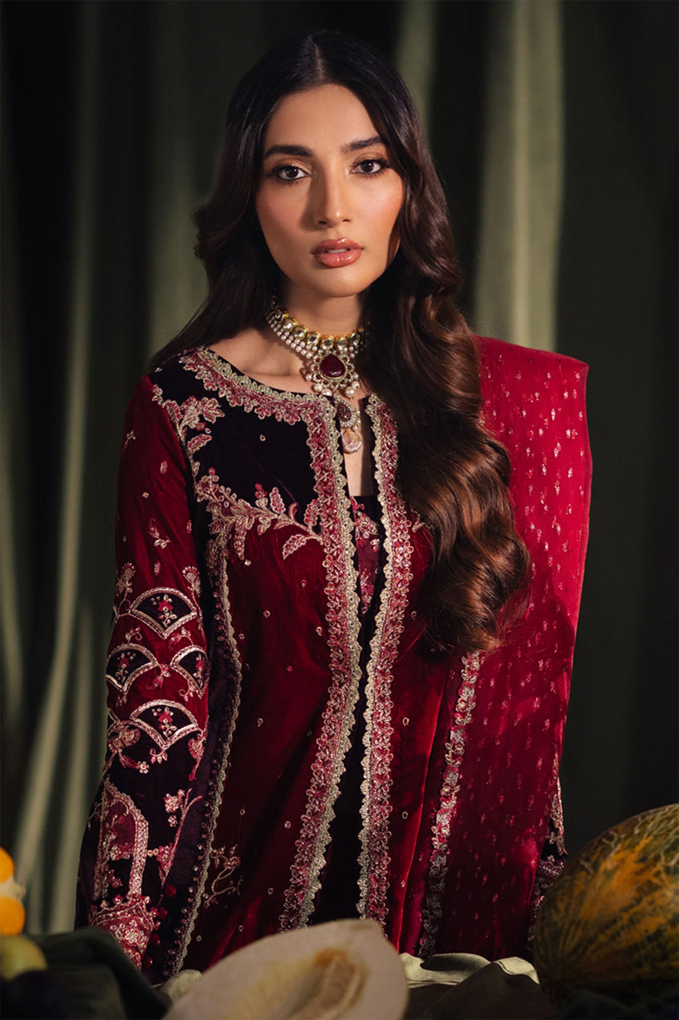 Qalamkar Unstitched 3 Piece Velvet Edit Collection'2024-BK-04-Kesia