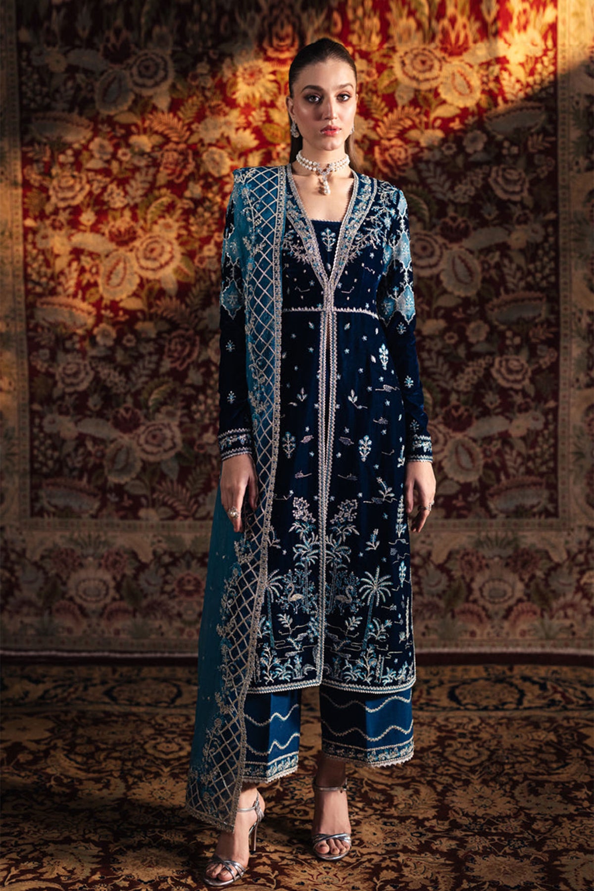 Qalamkar Unstitched 3 Piece Velvet Edit Collection'2024-BK-07-Liyana