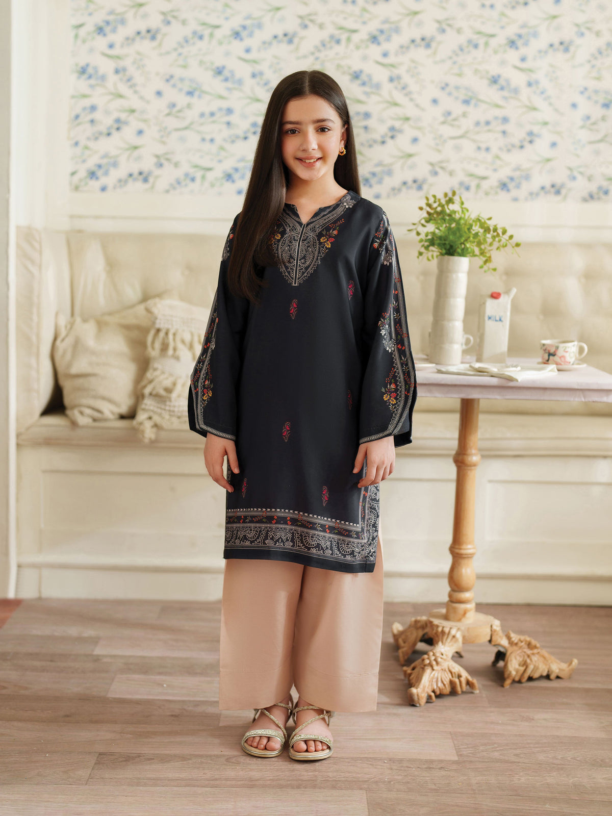 The Bloom Edit by Garnet Stitched 2 Piece Kids Summer Collection'2025-Black Bling