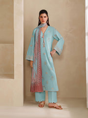Ayra Solids by Garnet Stitched 3 Piece Collection'2025-Blue Melon