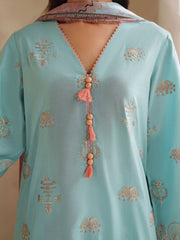 Ayra Solids by Garnet Stitched 3 Piece Collection'2025-Blue Melon