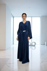 Veloria By Dressline Velvet Kaftan Winter Collection'2025-veloria-stitched-nocturne-blue