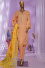 Bin Saeed Stitched 3 Piece Emb Jacquard Vol-02 Collection'2023-BNS-009-Peach