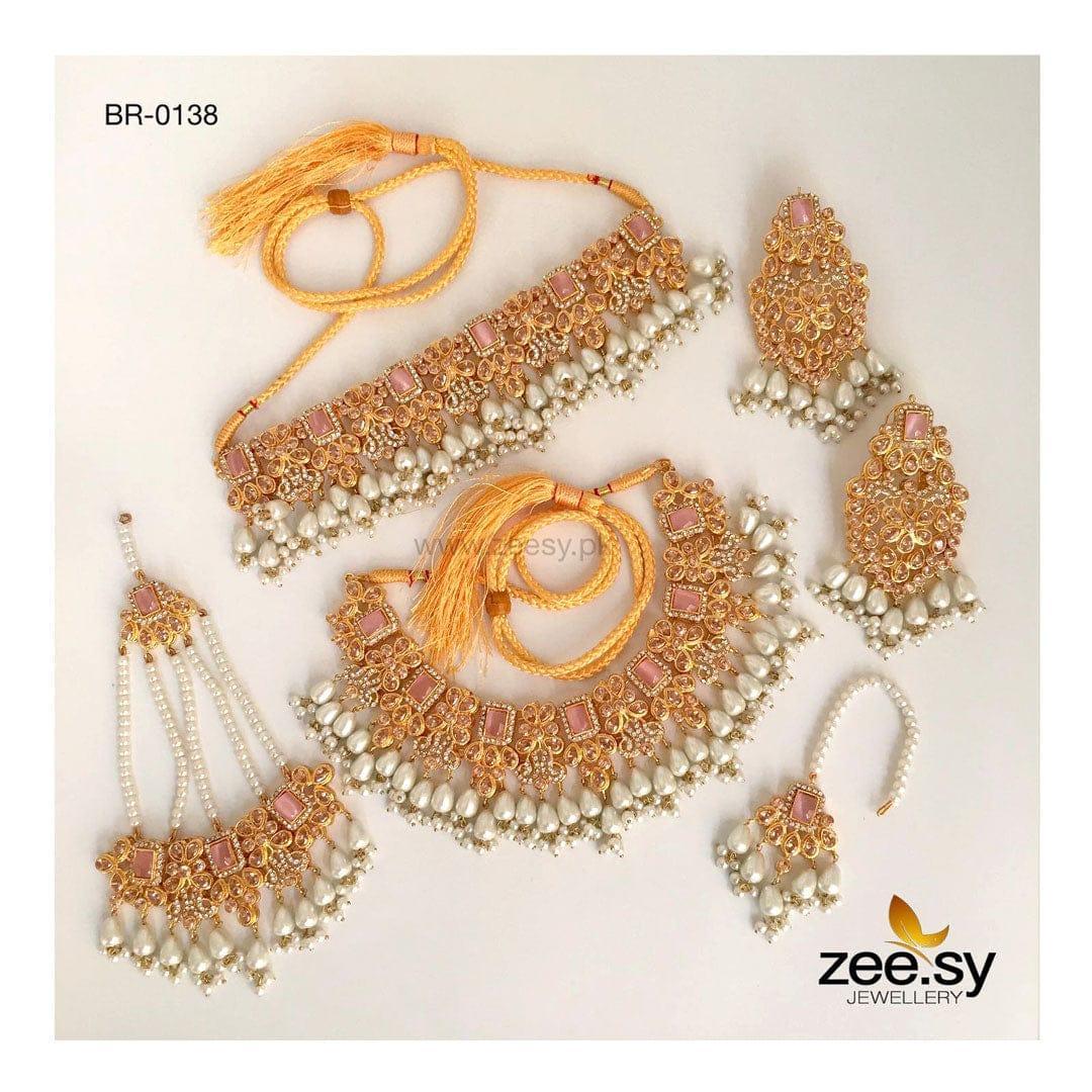 Iris Bridal-0138 Pink & Pearl - Zeesy Jewellery