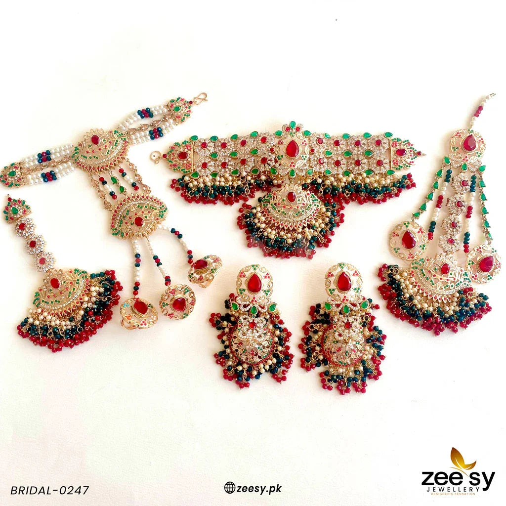 BRIDAL-0247 Red & Green - Zeesy Jewellery
