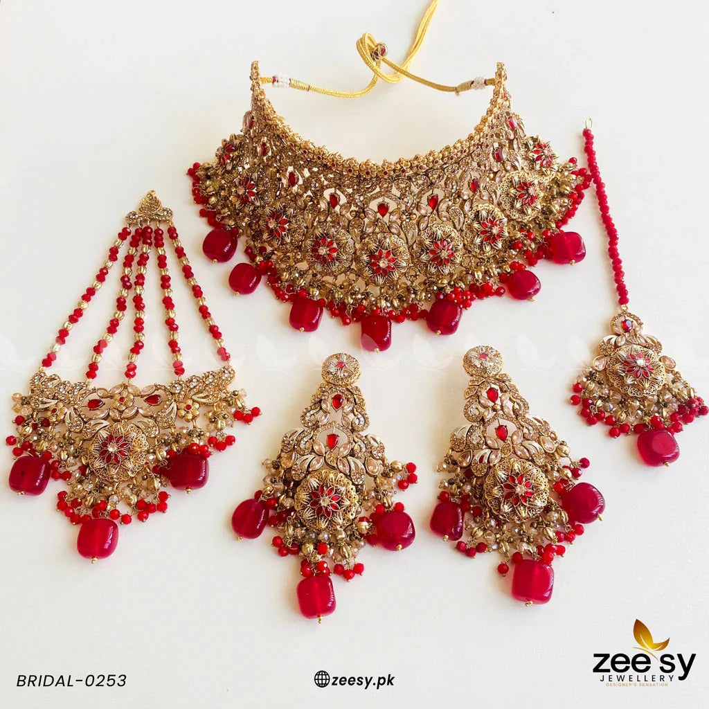 BRIDAL-0253 Red - Zeesy Jewellery
