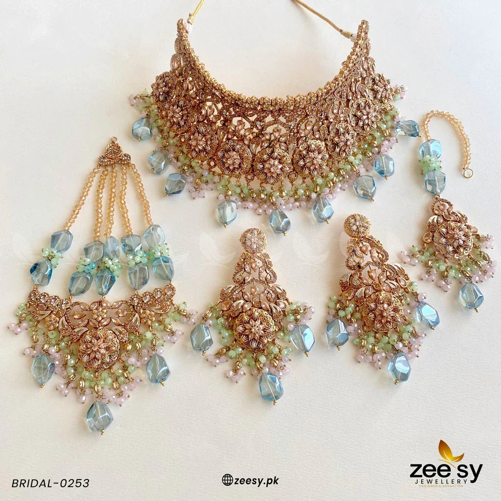 BRIDAL-0253 Mint-Pink-Green-Feroza - Zeesy Jewellery