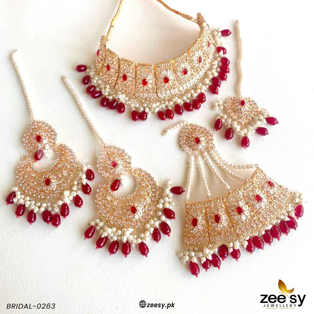BRIDAL-0263 Red - Zeesy Jewellery