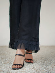 Tng By MD Stitched Trouser Collection-Trouser-Raw Silk Black