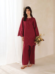 Ayra Solids by Garnet Stitched 2 Piece Collection'2025-Burgundy